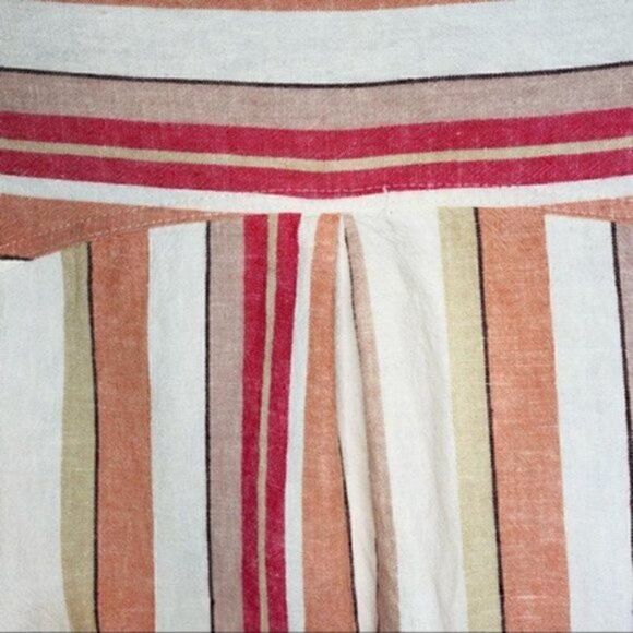 Francesca’s Coco & Jaimeson Brand Rosy Stripe Belted Linen Romper Cream Pink M - Picture 13 of 16